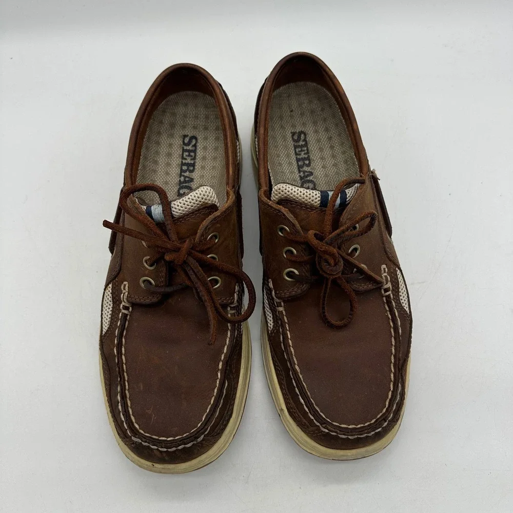Sebago 99618 Mens Size 9M‎ Becket Casual Copper Tan Leather Mesh Boat Shoes